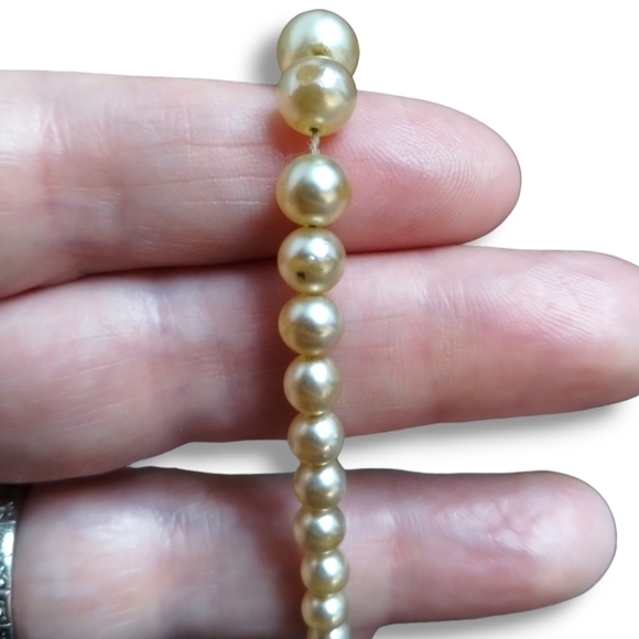 Vintage Champagne Simulated Pearl Collar Necklace - Picture 3 of 8